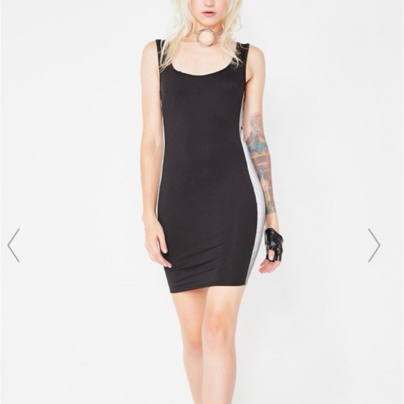 Nwot Dollskill black bodycon mini dress w/ reflective detail - Picture 6 of 7